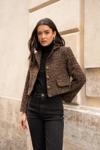 Short Tweed Blazer Brown