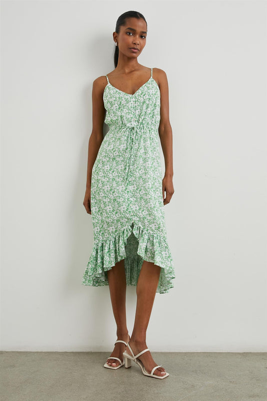 Frida Dress Green Texture Floral - No22 Damplassen